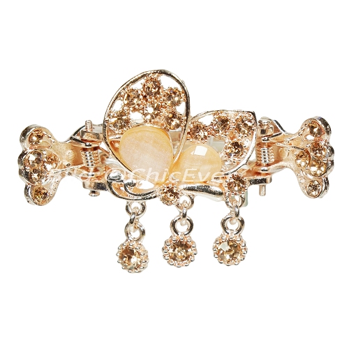 Haargreifer Schmetterling Haarspange Haarkneifer Haarklammer Metall & Strass champagner gold 4661 - zum Schließen ins Bild klicken